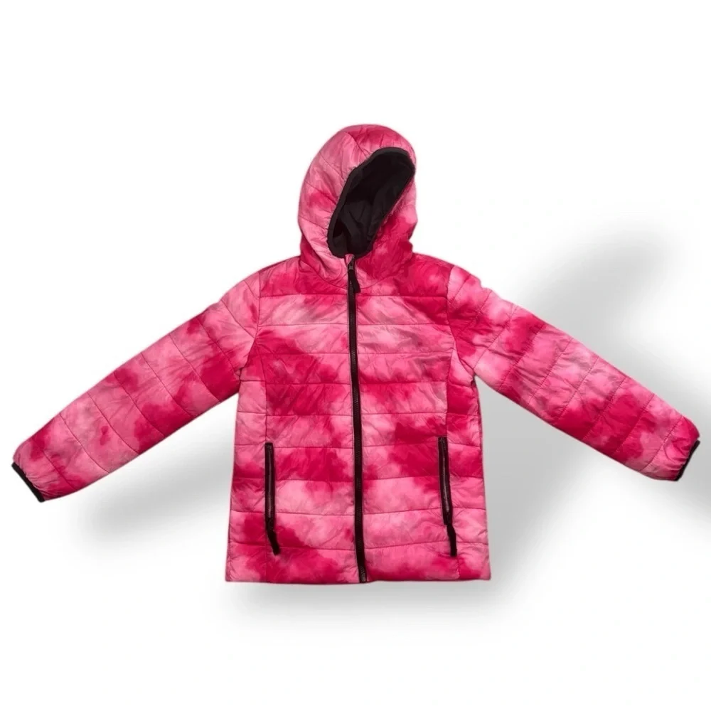 Kids Puffer Jacket Pink Tie Dye